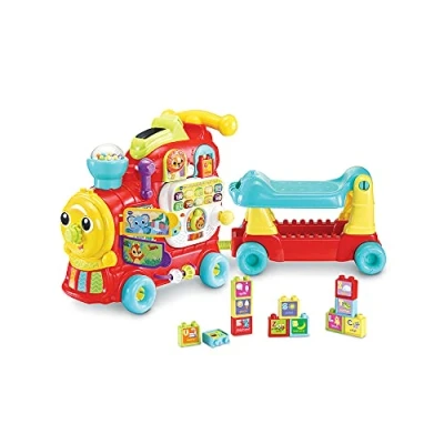 Image de VTech Maxiloco, Mon Trotti Train 7 en 1, Trotteur Pousseur Bébé, Porteur Évolutif, Tableau d&#039;Éveil Interactif Détachable, Blocs de Construction Alphabet, Cadeau Bébé Dès 1 An Contenu Français