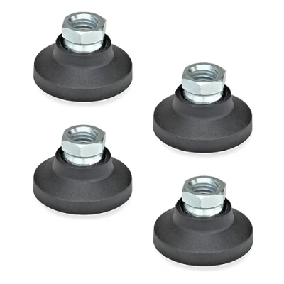 Image de Ganter Norme Éléments GN 343.325 A Pieds poignet avec filetage femelle M8, noir, lot de 4