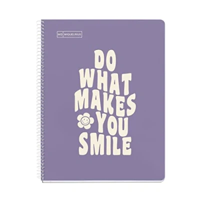 Image de Miquelrius Carnet Message, 1 Bande Couleur, A4, 80 Feuilles Pointillés, Papier 90 g, 4 Trous, Couverture Carton Rigide, Violet