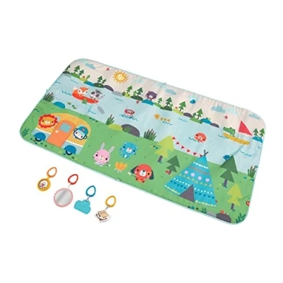 Image de Fisher Price Tapis de Jeu Grandioses Aventures d’Éveil pour Bébé 4 Jouets Intégrés 152 x 81 cm Cadeau dès la Naissance, GXR53