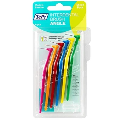 Image de TePe brossettes interdentaires Angle Idéal pour le nettoyage des espaces molaires 1 x 6 de diamètres variés Une couleur par diamètre