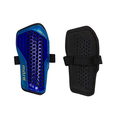 Image de Mitre Aircell Carbon Glissment Protège Tibias Unisexe, Bleu/Cyan/Jaune, L
