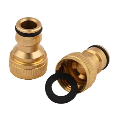 Image de MIVOS Lot de 2 raccords robinet en laiton pour robinets avec filetage extérieur 1/2&quot; BSP (21 mm) raccord rapide tuyau d&#039;arrosage Fabriqué qualité