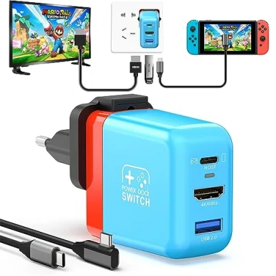 Image de RREAKA Switch Dock pour Nintendo OLED, 3 en 1 TV Adaptateur avec HDMI 4K 60 Hz Port USB 2.0 Type C 30 W Chargeur Portable Station d&#039;accueil Travel, Samsung Dex S24, MacBook