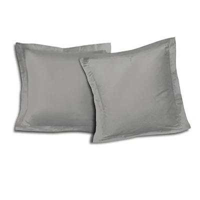 Image de Lot de 2 Taies d&#039;oreiller 100% Coton Gris Clair 63x63 cm