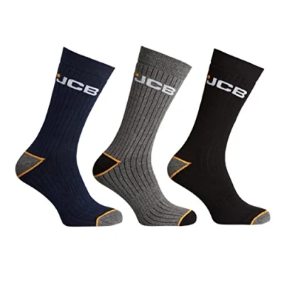 Image de JCB 3 paires activité de plein air Chaussettes pour homme à partir officielle fournisseur Couleurs assorties Taille UK 68,5