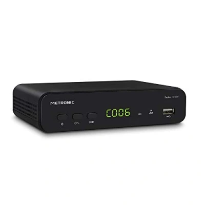 Image de Metronic 441624 Zapbox HD SH.1 Récepteur TNT DVB T2 HEVC Fonction PVR Prise USB HDMI SPDIF RJ45 Télécommande Noir