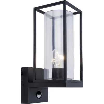 Image de LUTEC Flair applique murale d&#039;extérieur moderne en métal/verre noir mat, 1 ampoule, carrée avec douille E27 max. 60 W, lampe effet lumineux