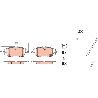 Image de TRW GDB2478 Jeu de plaquettes frein non préparé pour indicateur d&#039;usure avec accessoires