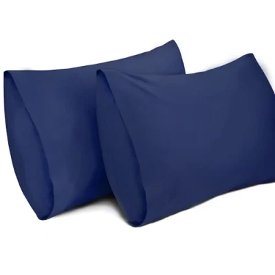 Image de Lirex Lot de 2 Taie Oreiller 40 x 80 cm，100% Coton, d&#039;oreiller Respirantes, Certification Oeko TEX, Bleu Foncé