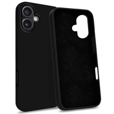 Image de MyGadget Coque Compatible avec iPhone 16 Case Protection Rigide Anti Choc Doublure Microfibre Noir