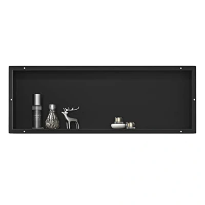 Image de Bernkot Niche murale en acier inoxydable 90 x 30 10 cm sans bord carrelage noir