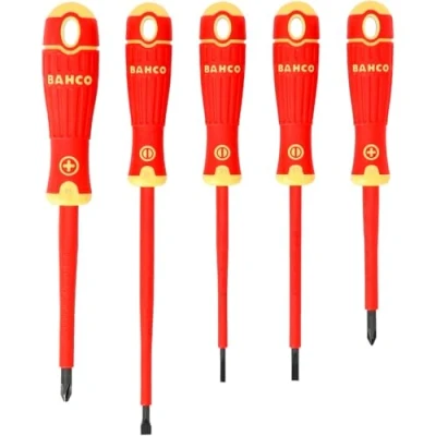 Image de Bahco Jeu de 5 tournevis isolés VDE BahcoFit pour vis Phillips et à fente, avec manche multi composants B220.005