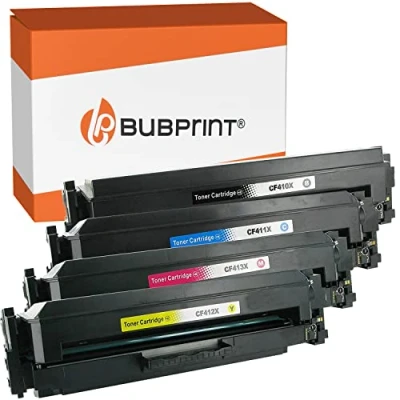 Image de Bubprint 4 Cartouche de Toner Compatible pour HP 410X CF410X CF411X CF412X CF413X Color Laserjet Pro M452 M452DN M452DW M452NW MFP M377DW M477 M477FDN M477FDW M477FNW