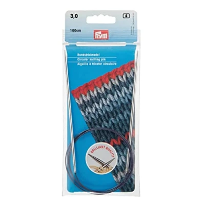 Image de Prym 212126 MS Aiguilles à tricoter circulaires en laiton Argenté 100 cm 3 mm