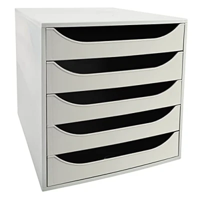 Image de Exacompta Réf. 229606D Module économique à tiroirs ECOBOX + Caisson individuel 5 pour document A4 et A4+ Certifié Ange Bleu Dimensions 34,8 x 28,4 29 cm Coloris gris
