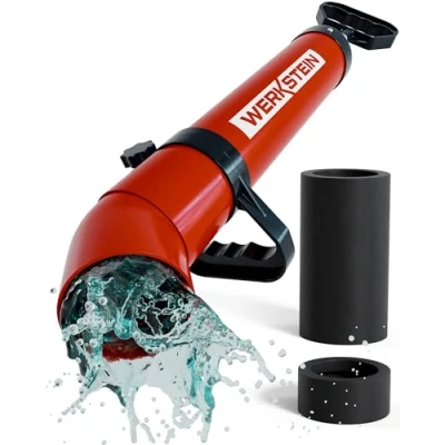 Image de WERKSTEIN Pistolet à déboucher air comprimé I Nettoyant déboucheur de haute qualité Piston pompe vidange Pour un nettoyage rapide et efficace des conduits Avec 2 adaptateurs inclus