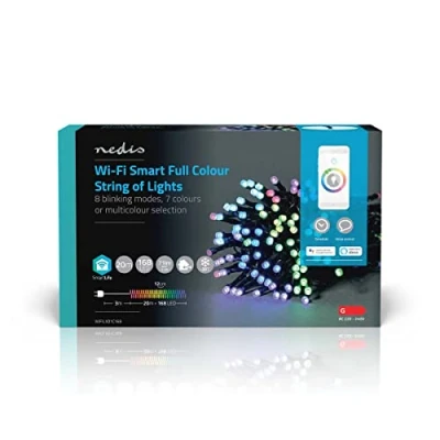 Image de Nedis SmartLife LED Décorative Corde RGB 168 LED&#039;s Intérieur et Extérieur 7 Motifs de Mouvement 20 m Android/IOS