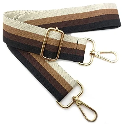 Image de Bandouliere de Rechange Sac Reglable Marron, Sangle a Main Remplacement, Universelles mit Boucle Dore pour Femme à Main, Bandoulière Accessoires, 005