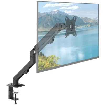 Image de ACROPAQ Support Écran PC 17&quot; à 27 Bras Moniteur Universel Ressort Rotation 360 Epaisseur Bureau 10 80mm Montage Rapide Noir