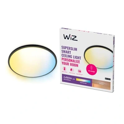 Image de WiZ plafonnier Wi Fi Superslim Noir, 22W, nuances de blanc, fonctionne avec Alexa, Google Assistant et Apple HomeKit