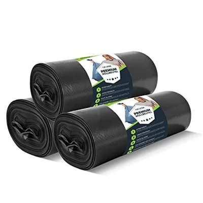 Image de Sacs poubelle allemands 120L Noir Extrêmement résistant à la déchirure 75 XXL Type 100 sac 120 L 70 µ 700x1100 mm LDPE Grand