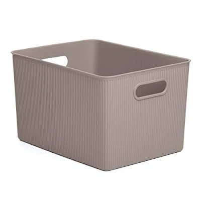 Image de TATAY Panier de Rangement Rectangulaire Baobab, Capacité 22 L, Polypropylène, Sans BPA, Taupe. Mesure 29,4 x 38,5 23 cm