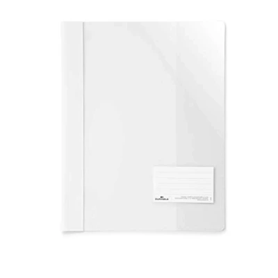 Image de Durable 269002 Lot de 25 chemises à Lamelles Format A4+ avec Porte étiquette Couverture Transparente Dos Opaque Blanc