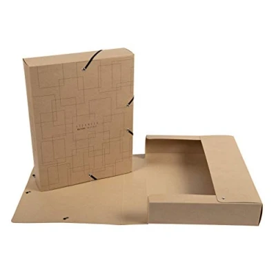 Image de Exacompta Réf. 59647E 1 boite de classement Eterneco avec élastique dos 6 cm gamme en carte enduite d&#039;huile végétale résistance à l&#039;eau sans plastique motif aléatoire visuels assortis