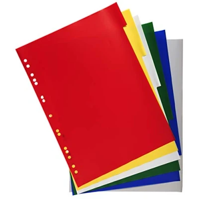 Image de Exacompta Réf. 83H Intercalaires en polypropylène souple avec 6 onglets neutres Indéchirables Format à classer A4 maxi Dimensions 24,5 x 29,7 cm Couleurs assorties