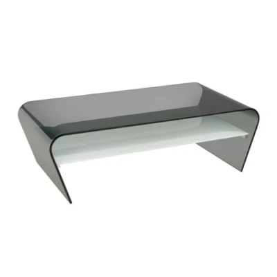 Image de marque+generique Vente Unique Table Basse Verre trempé Noir Tablette Blanche laquée Kelly