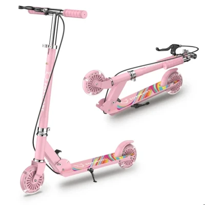Image de FOXSPORT Trottinette Enfants Pliable et à Hauteur Ajustable Frein pédale Charge maximale 100 kg Rose