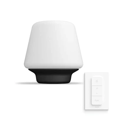 Image de Philips White Ambiance WELLNESS Lampe à poser 1x9.5W Blanc (télécommande incluse), compatible Bluetooth, fonctionne avec Alexa, Google Assistant et Apple Homekit
