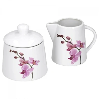 Image de Van Well Kyoto Service à vaisselle Orchidée Plusieurs sets disponibles 2 pièces. Ensemble sucrier + pot lait.