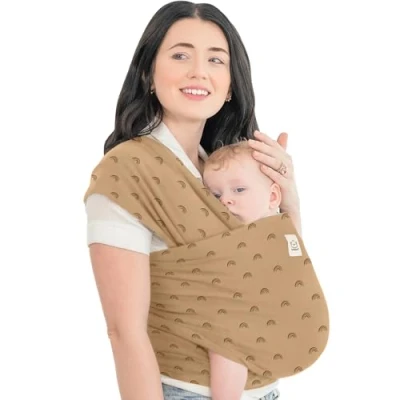 Image de Écharpes de portage élastiques tout en un Porte bébé nourrisson Écharpe mains libres Cadeau naissance Taille unique (Rainbow)