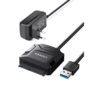 Image de UGREEN Adaptateur USB 3.0 vers SATA Câble pour Disque Dur 2,5 3,5 Pouces HDD SSD Supporte UASP Trim avec Alimentation Supplémentaire 12 V 2 A
