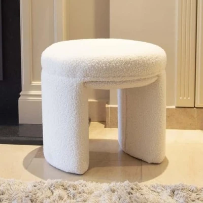 Image de Milton &amp; Oldbrook Bouclette Pouf Ø 44 cm Modena Blanc