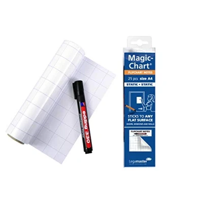 Image de LEGAMASTER Magic Chart Notes Tableau blanc, Polypropylène, quadrillé, 20 x 30 cm (A4)