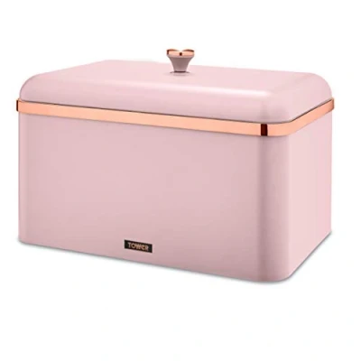Image de Tower Cavaletto T826130PNK Boîte à Pain avec Couvercle Amovible, Grande capacité, Corps en Acier Durable, Rose Guimauve et Or