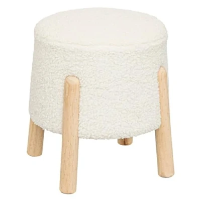 Image de Atmosphera Tabouret d appoint Inuit Dreams Bouclette Blanche