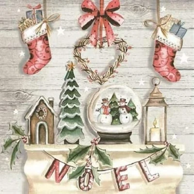 Image de Anniversary House Tiflair PJ303752 Serviettes de table Noël luxe, motif rustique, épaisses et résistantes, 3 plis, multicolore
