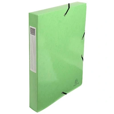 Image de Exacompta Réf. 59923E 1 boite de classement avec élastiques IDERAMA en carte lustrée 600g/m2 Dos 4 cm dimensions 25 x 33 pour documents A4 couleur vert anis livrée montée