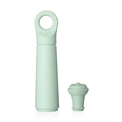 Image de Pompe à Vin Vide d&#039;aide Vacu Wine Saver Loop Conçue et Fabriquée Aux Pays Bas Le Bouchon Sous Conserve Votre Frais Jusqu&#039;à 10 jours Réutilisable 1 Pompe, Bouchon, Jade