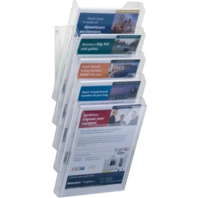 Image de Durable 858619 Combiboxx Set Présentoir Porte Documents Mural ou à Poser 5 Cases Format A4 Vertical Polystyrène Transparent