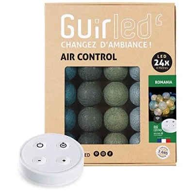Image de GuirLED Guirlande lumineuse boules coton LED USB Télécommande sans fil Veilleuse bébé 2h Adaptateur secteur double 2A inclus 4 intensités 24 2.4m Romania