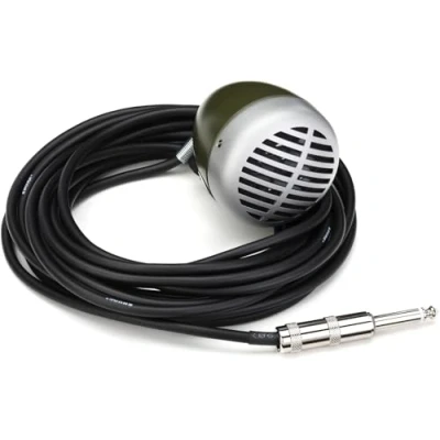 Image de Shure 520Dx &quot;Green Bullet&quot; Microphone Dynamique pour les Joueurs de Blues Harmonica, Motif Ramassage Omnidirectionnel, Bouton Commande Volume, Câble Fixé avec Un Bouchon 1/4 Pouce