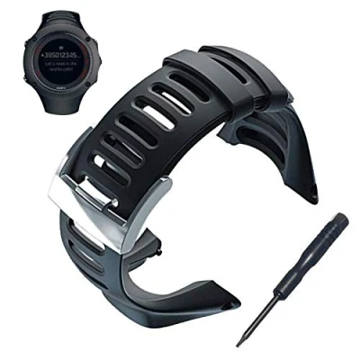 Image de JTMM Kits de Remplacement la Bande Montre Suunto Ambit, Bracelet en Caoutchouc Souple Accessoires pour Ambit 1/2 / 2S 2R 3 Sport Courses crêtes