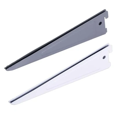 Image de BOOMET Lot de 4 Supports d&#039;étagère pour rails muraux à 2 rangées Blanc 17 cm couleurs en acier Équerre / étagère murale Système d&#039;étagères Revêtement par