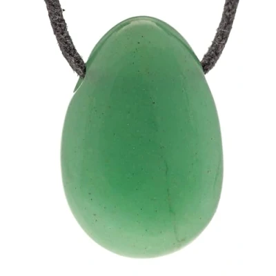 Image de Lebensquelle Plus Pendentif aventurine verte en forme de goutte pierre roulée avec cordon coton précieuse qualité supérieure