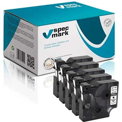 Image de specmark Ruban encreur Compatible avec DYMO D1 43610 S0720770 6 mm x 7 m Noir sur transparent